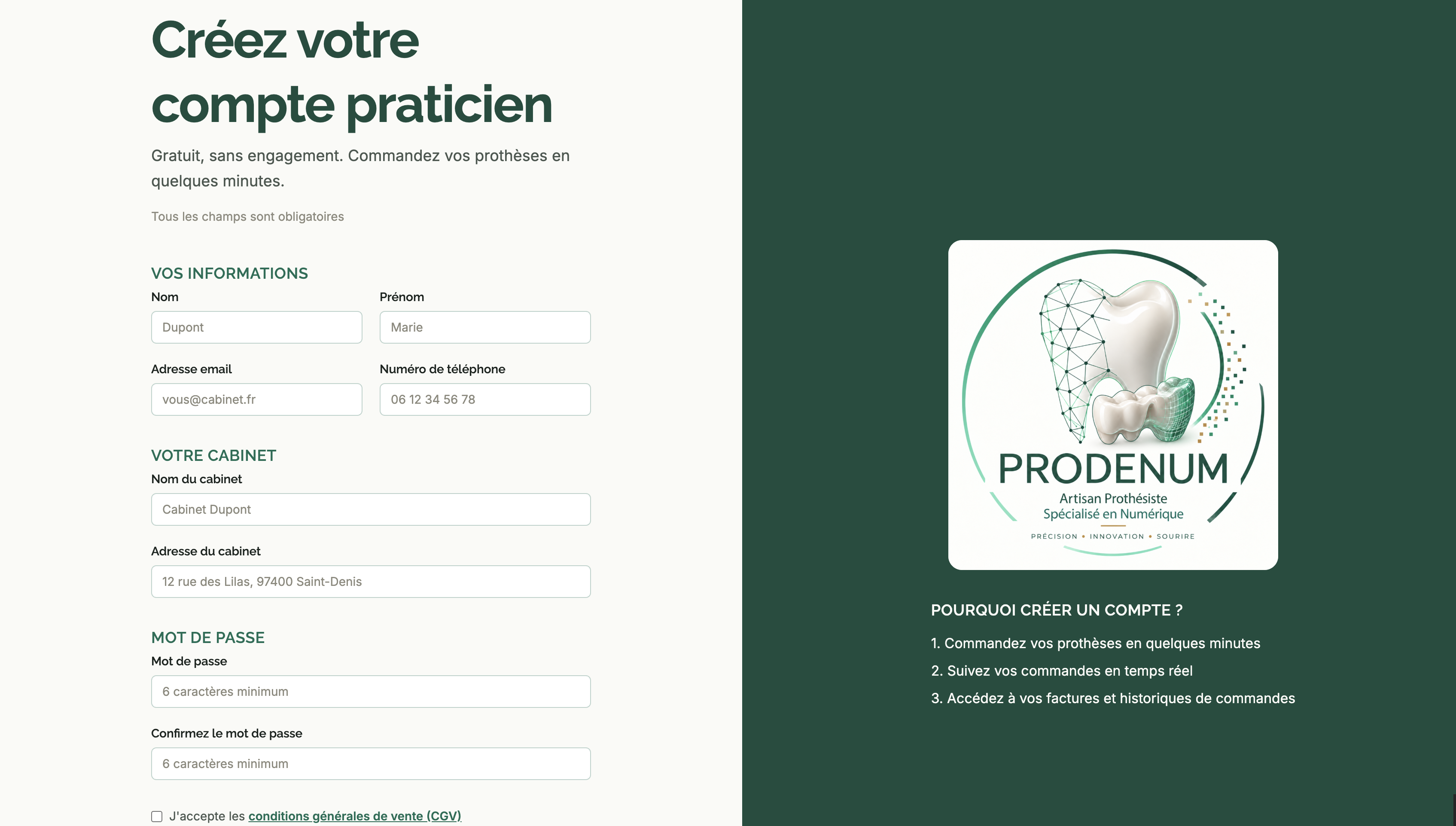 Créer le compte professionnel du cabinet